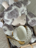 Load image into Gallery viewer, Neutral luxury Mum and Bub Hamper featuring Skye Giraffe comforter and gold teaware.