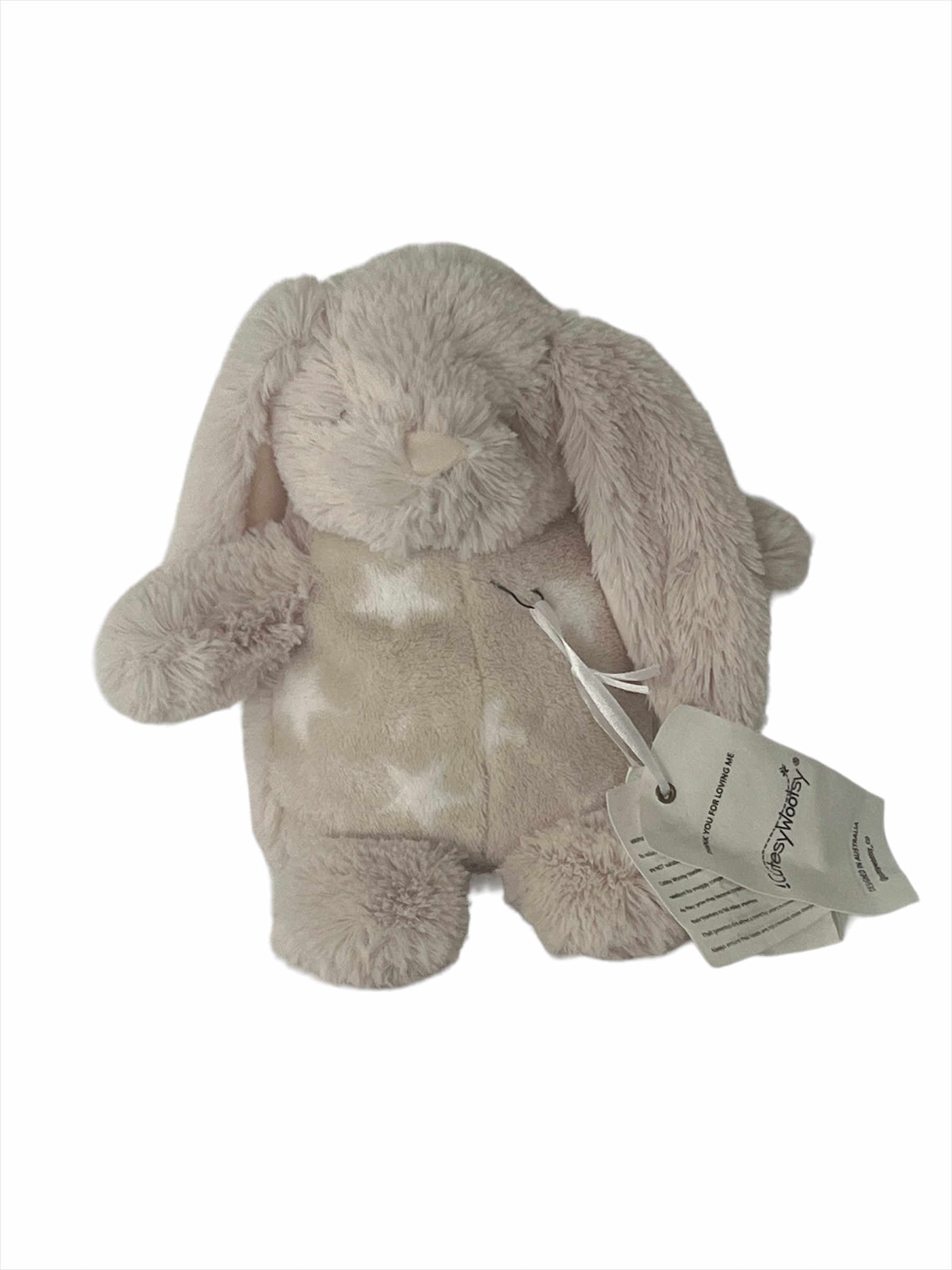 beige bunny plush toy cuddly companion from Cutesy Wootsy, designed for newborns and young children.