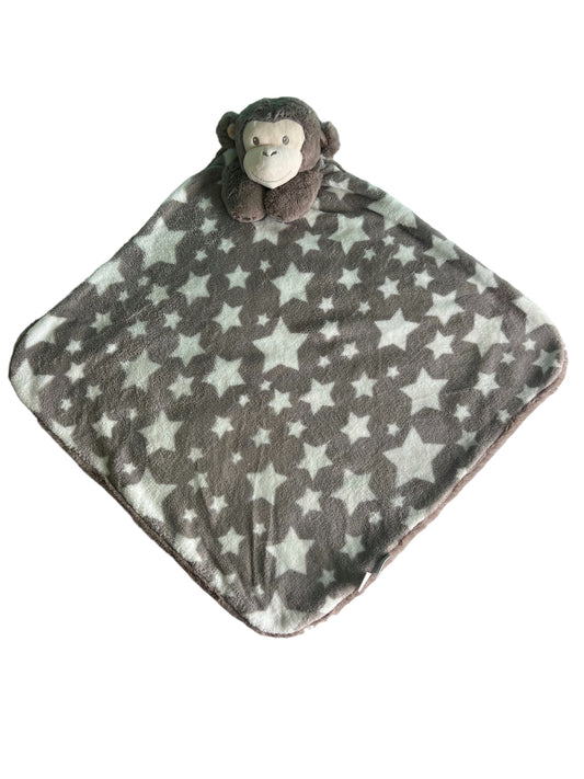 Cosmic Finn the Monkey Dreams: Enchanting Dark Brown Monkey Jumbo Comforter with Whimsical White Stars for Restful Adventures