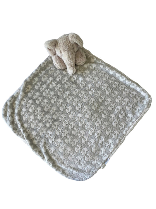 Enchanted Ocean Elephant Haven: Stormy-Cloud Grey Jumbo Comforter Blanket with Crisp White Mini Elephants Print