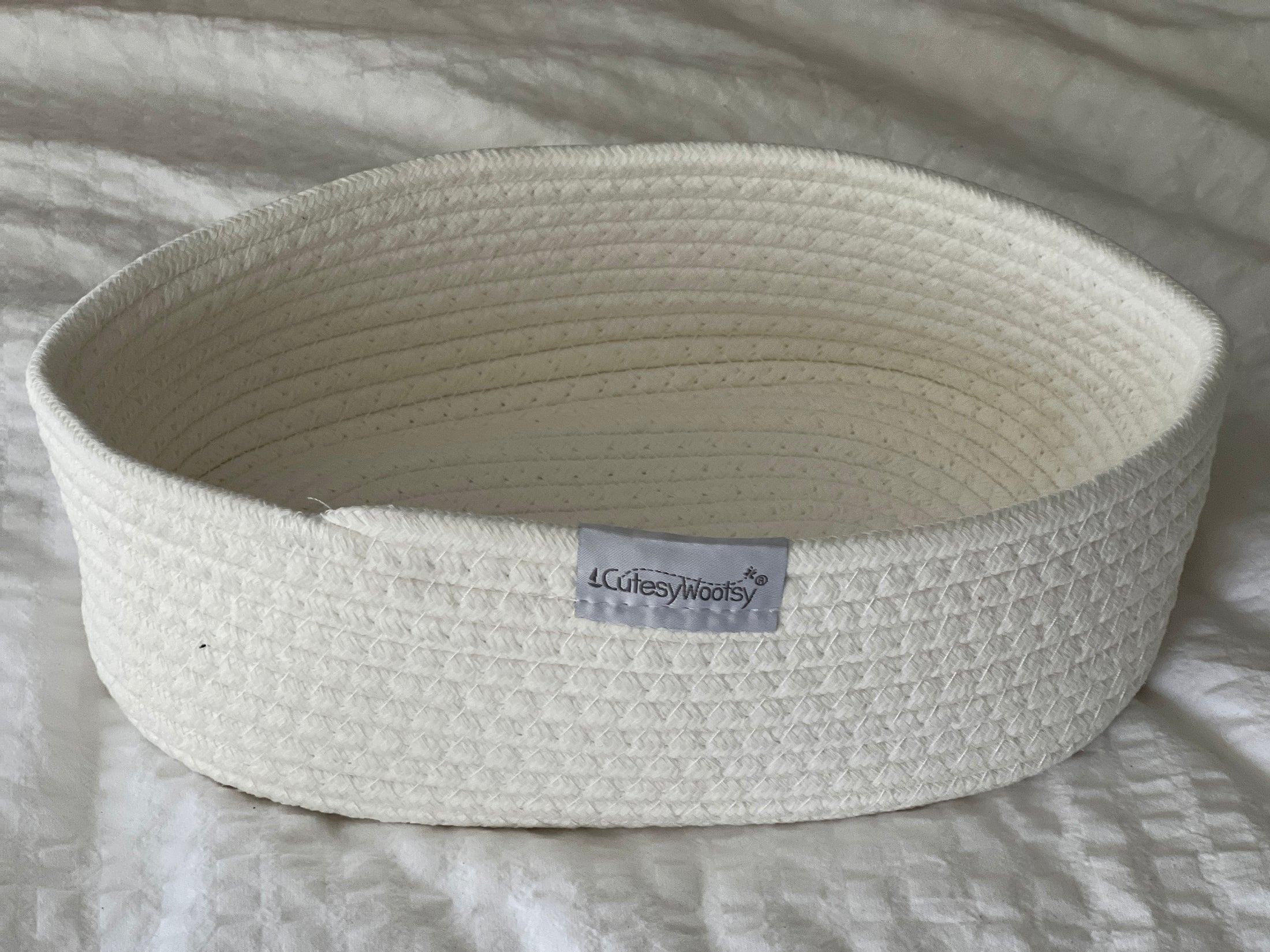 White Cotton Woven Basket