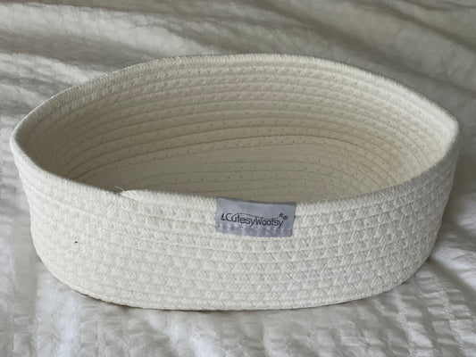 White Cotton Woven Basket