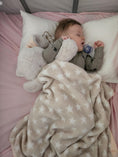 Load image into Gallery viewer, Cuddly Sebastian the Bunny Elegance: Caramilk Fudge Jumbo Comforter Blanket with White Star Delight
