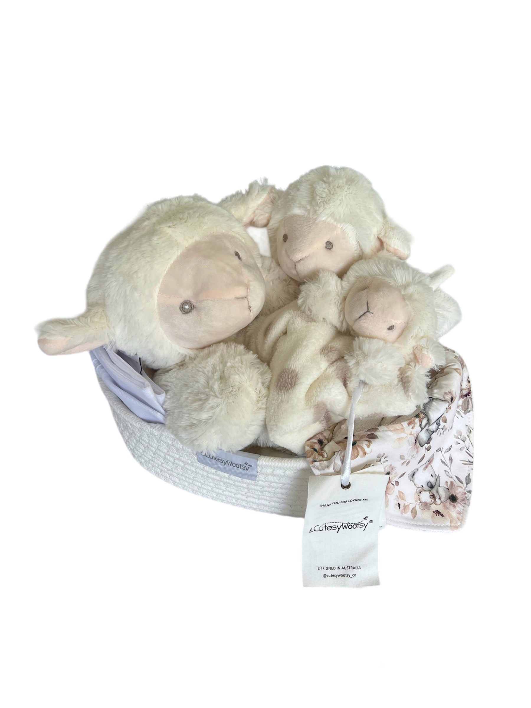 Tiffany Lamb Newborn Gift Set – Jumbo Blanket, Mini Snuggle & Plush Toy Hamper
